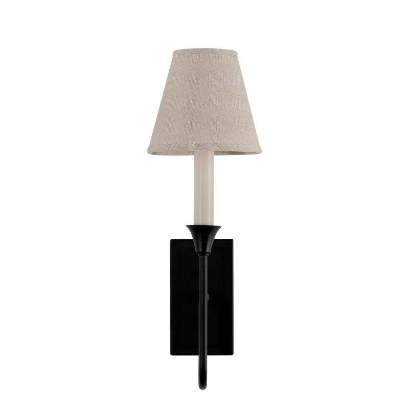 Bella Black Sconce , linen lapmshade- Crafdeco