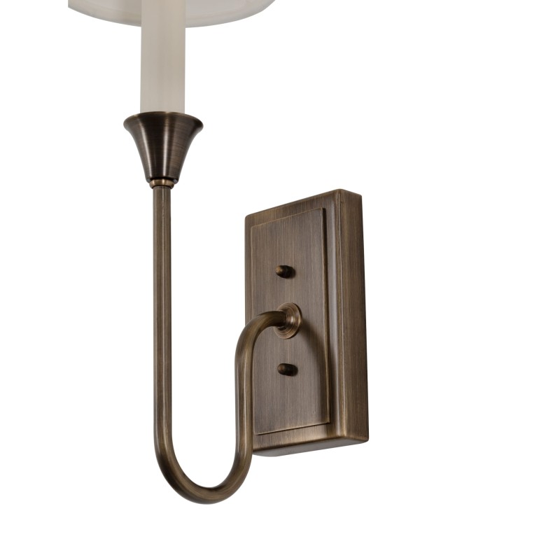 Kinkiet mosiężny Bella, biały abazur- Crafdeco