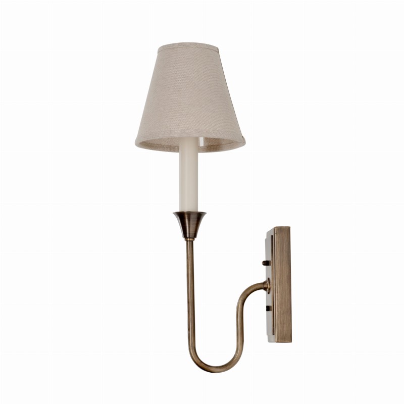 Kinkiet mosiężny Bella, lniany abazur- Crafdeco