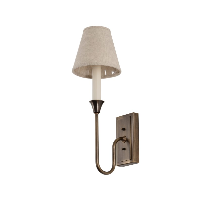 ella Brass Sconce, linen lampshade - Crafdeco