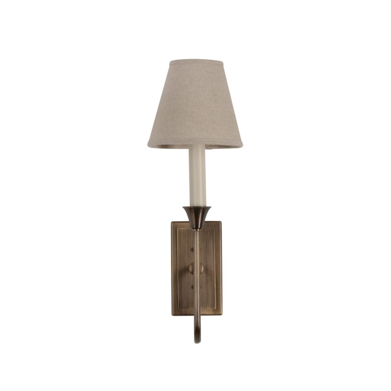 ella Brass Sconce, linen lampshade - Crafdeco