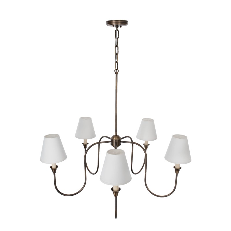 Lampa mosiężna Verona, biały abażur-Crafdeco