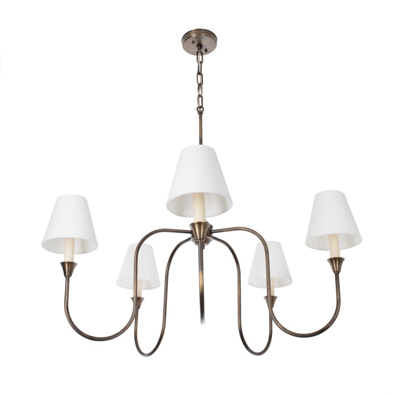 Lampa mosiężna Verona, biały abażur-Crafdeco