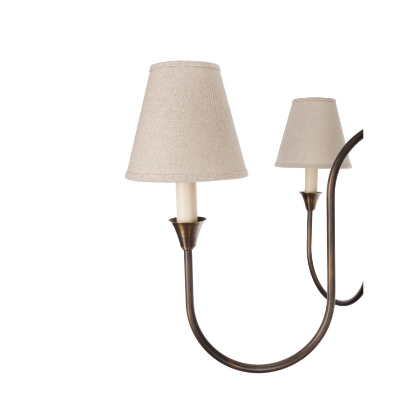 Lampa mosiężna Verona, lniany abażur-Crafdeco