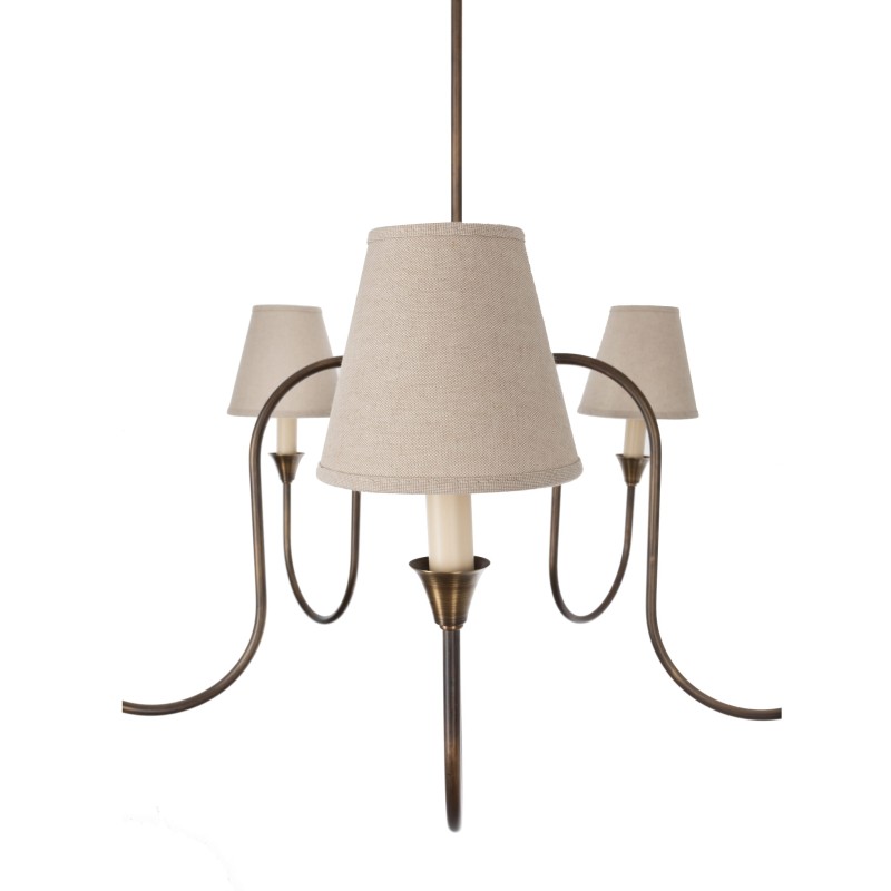 Lampa mosiężna Verona, lniany abażur-Crafdeco