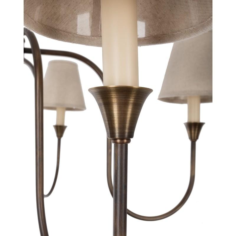 Lampa mosiężna Verona, lniany abażur-Crafdeco