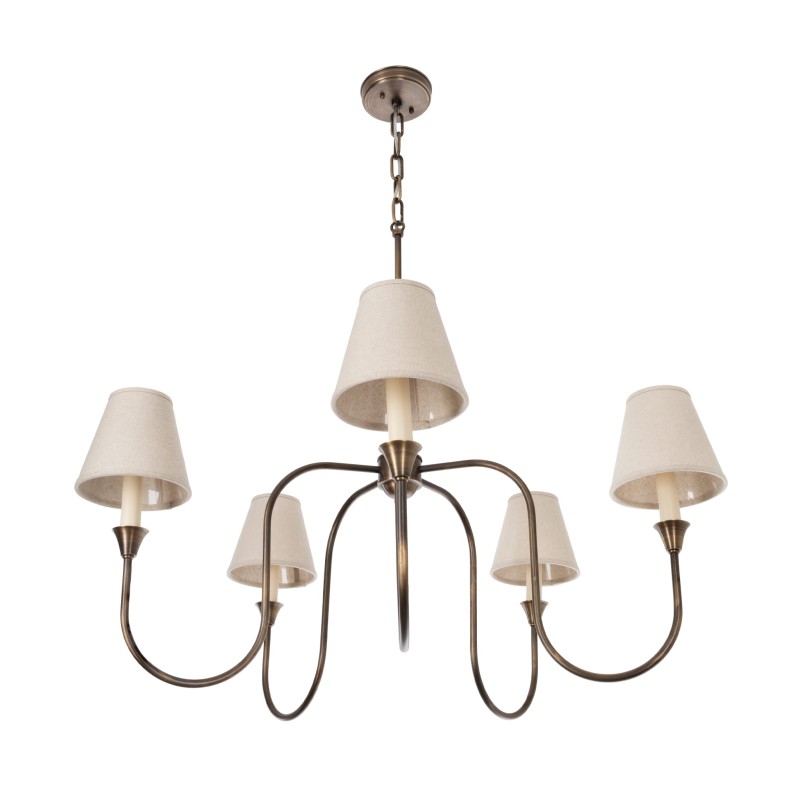 Lampa mosiężna Verona, lniany abażur-Crafdeco