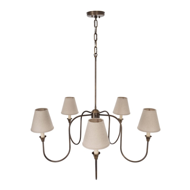 Lampa mosiężna Verona, lniany abażur-Crafdeco