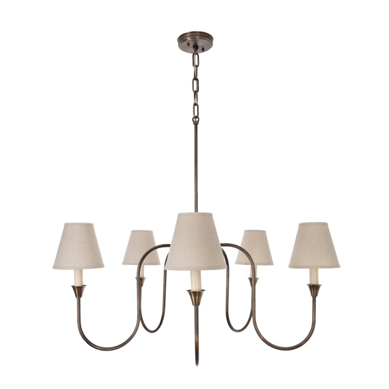 Lampa mosiężna Verona, lniany abażur-Crafdeco