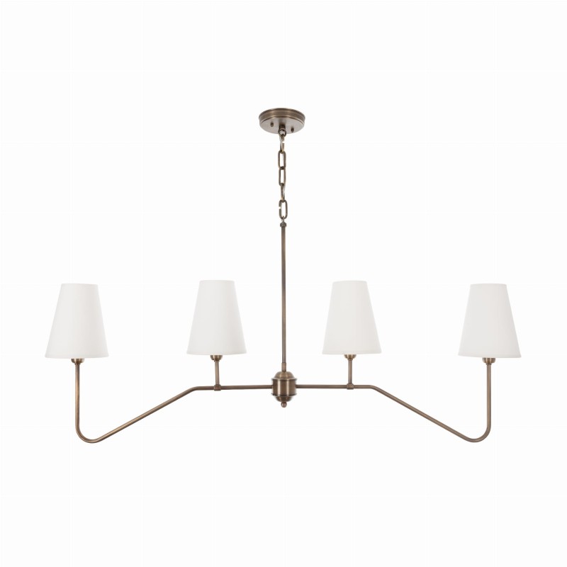 SIMPLE Brass Chandelier - Narrow White Lampshade