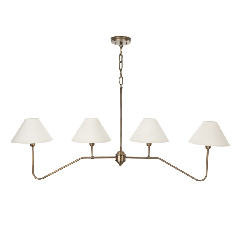 SIMPLE Brass Chandelier -wide white Lampshade