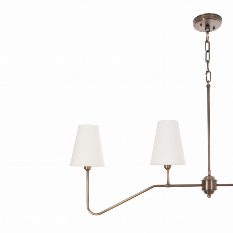 SIMPLE Brass Chandelier - Narrow White Lampshade