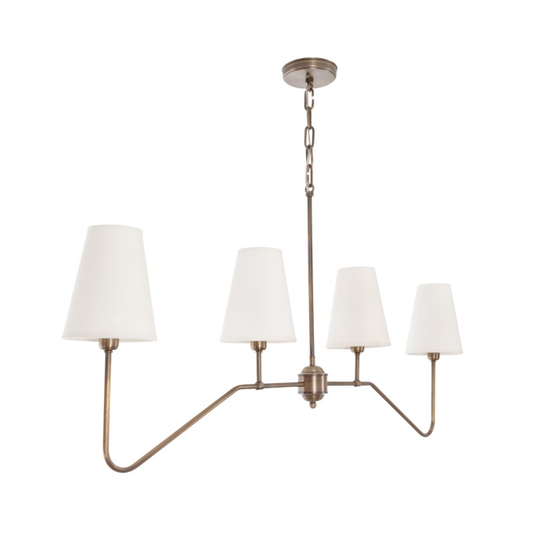 SIMPLE Brass Chandelier - Narrow White Lampshade