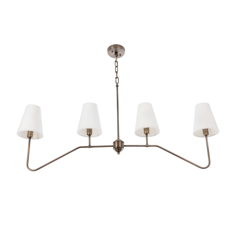 SIMPLE Brass Chandelier - Narrow White Lampshade