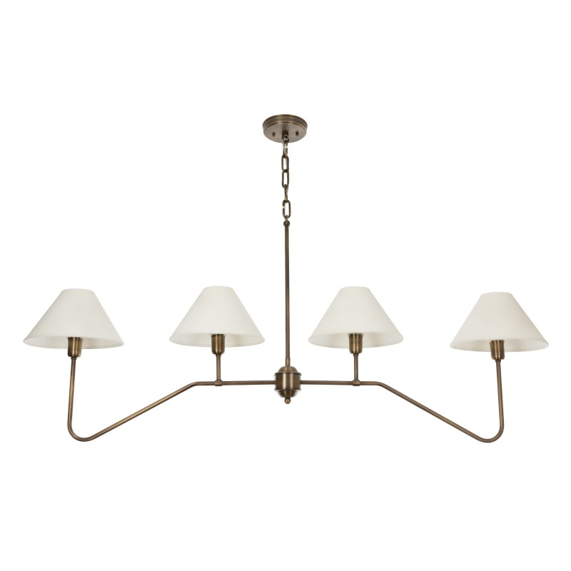 SIMPLE Brass Chandelier - wide White Lampshade