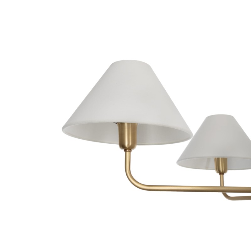 Brushed Brass CLASSY PLUS Chandelier, wide white lampshade