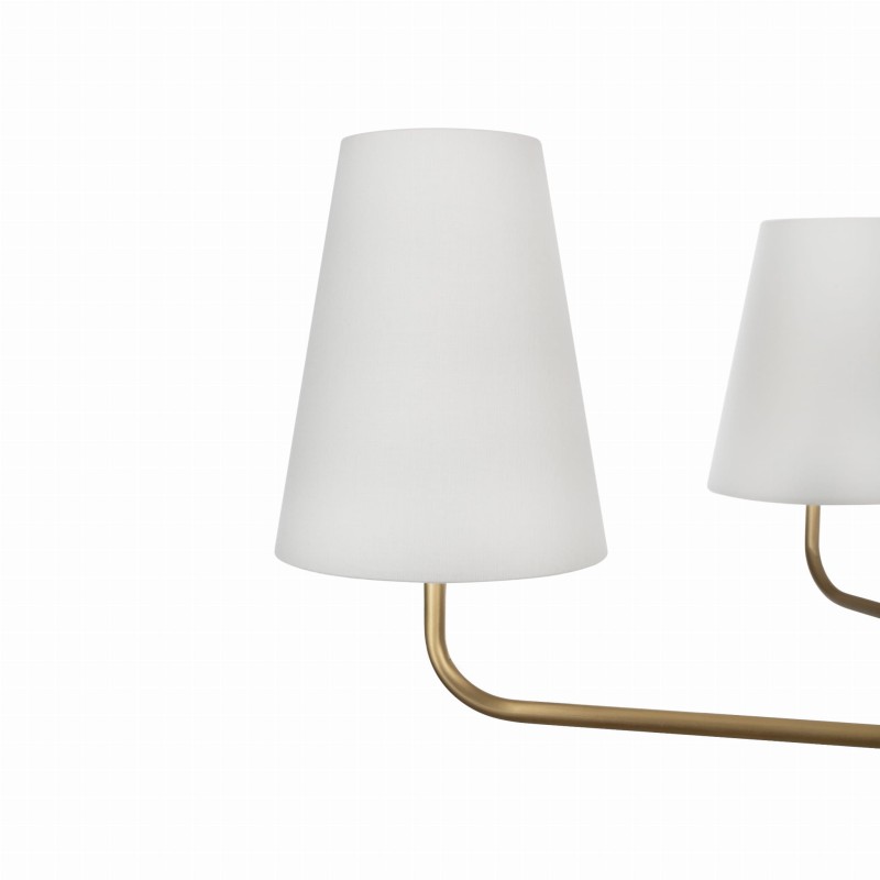 Brushed Brass CLASSY PLUS Chandelier, narrow white lampshade