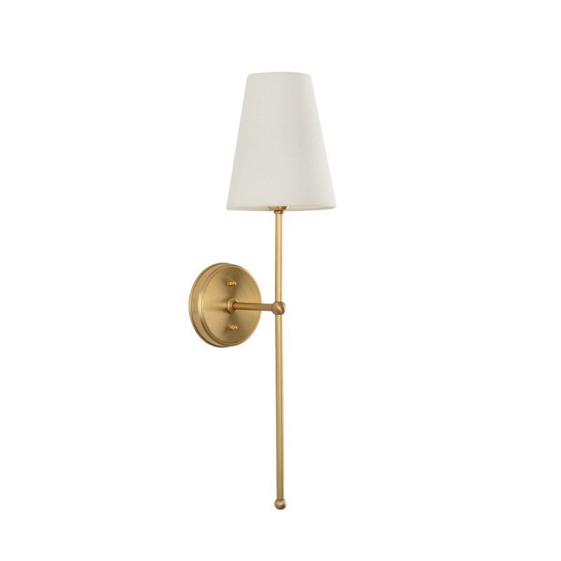 Brushed Brass BASIC Wall Sconce, narrow white lampshade