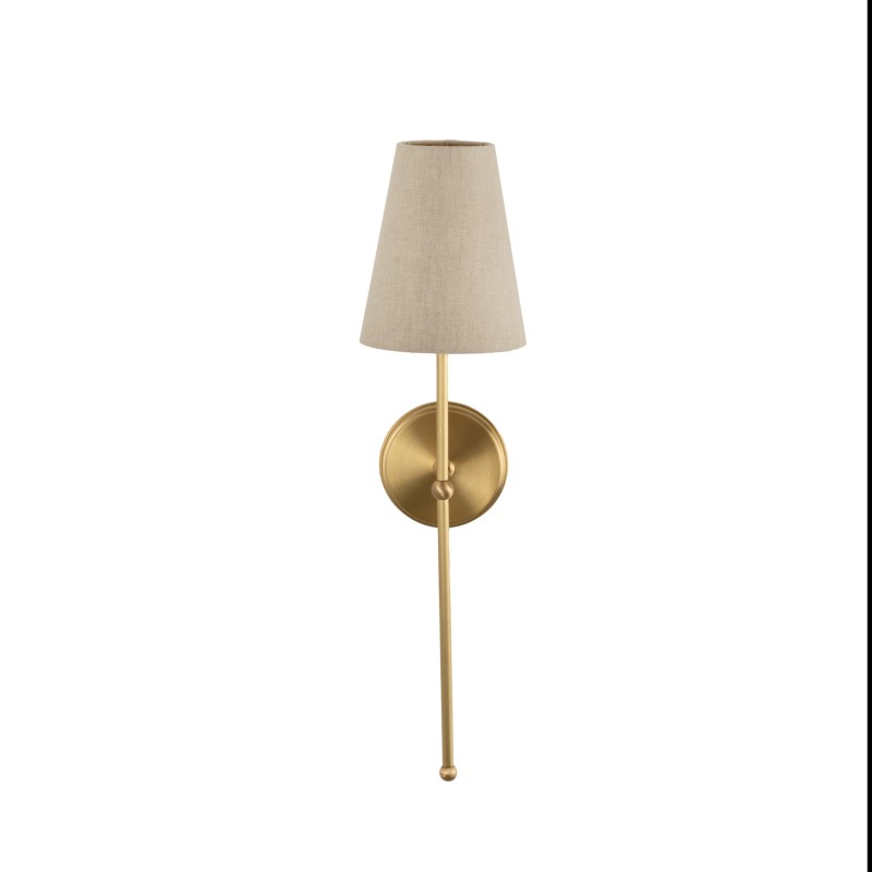 Brushed Brass BASIC Wall Sconce, narrow linen lampshade