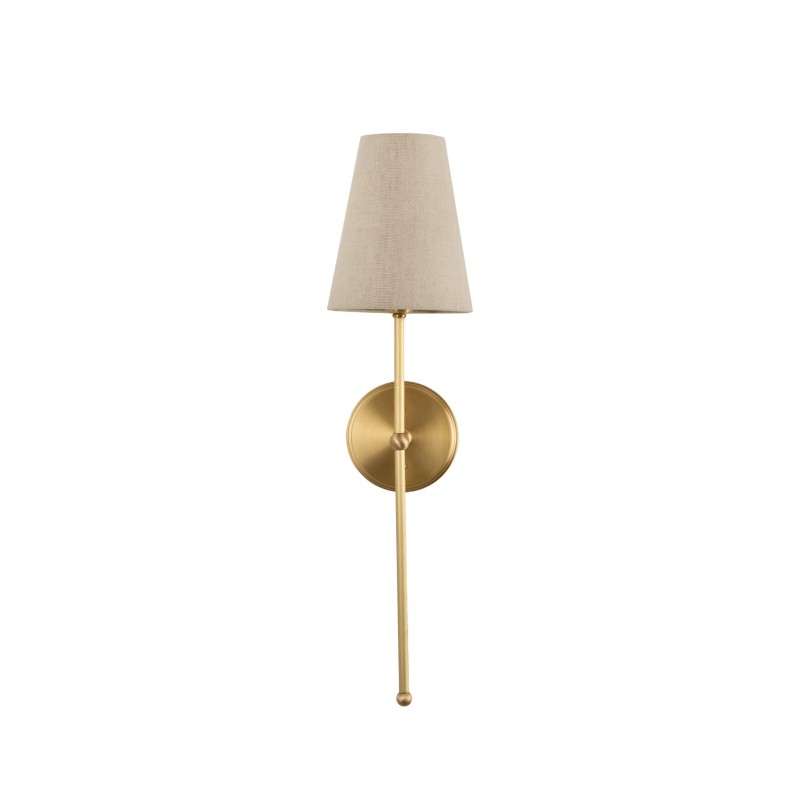 Brushed Brass BASIC Wall Sconce, narrow linen lampshade