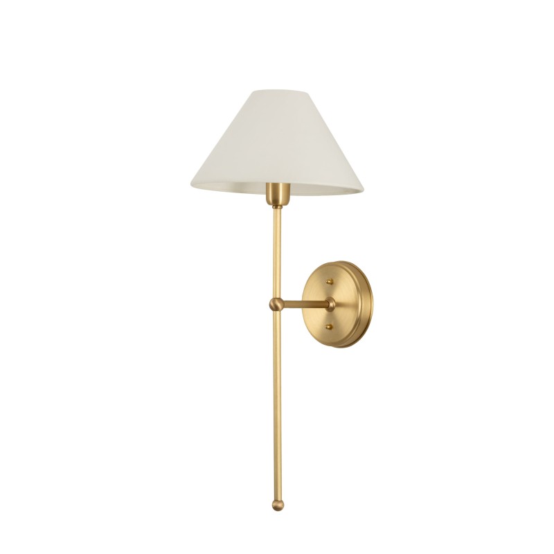 Brushed Brass BASIC Wall Sconce, wide white lampshade
