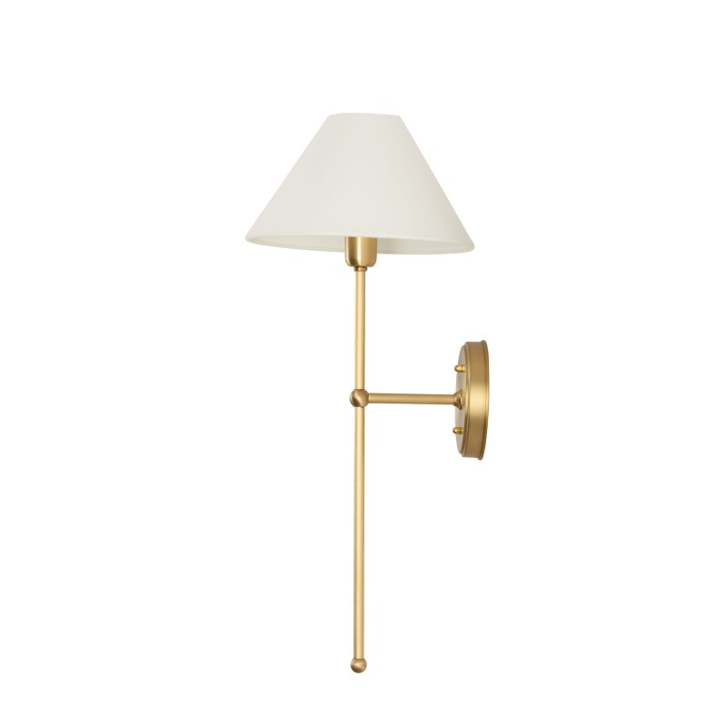 Brushed Brass BASIC Wall Sconce, wide white lampshade