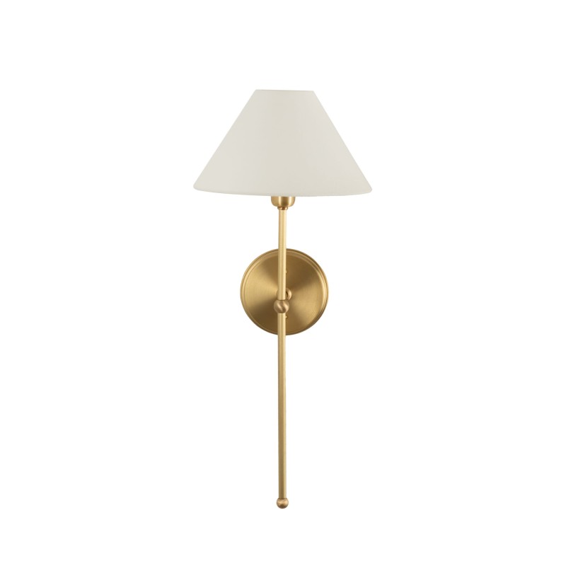 Brushed Brass BASIC Wall Sconce, wide white lampshade