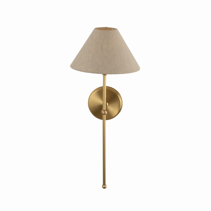 Brushed Brass BASIC Wall Sconce, wide linen lampshade