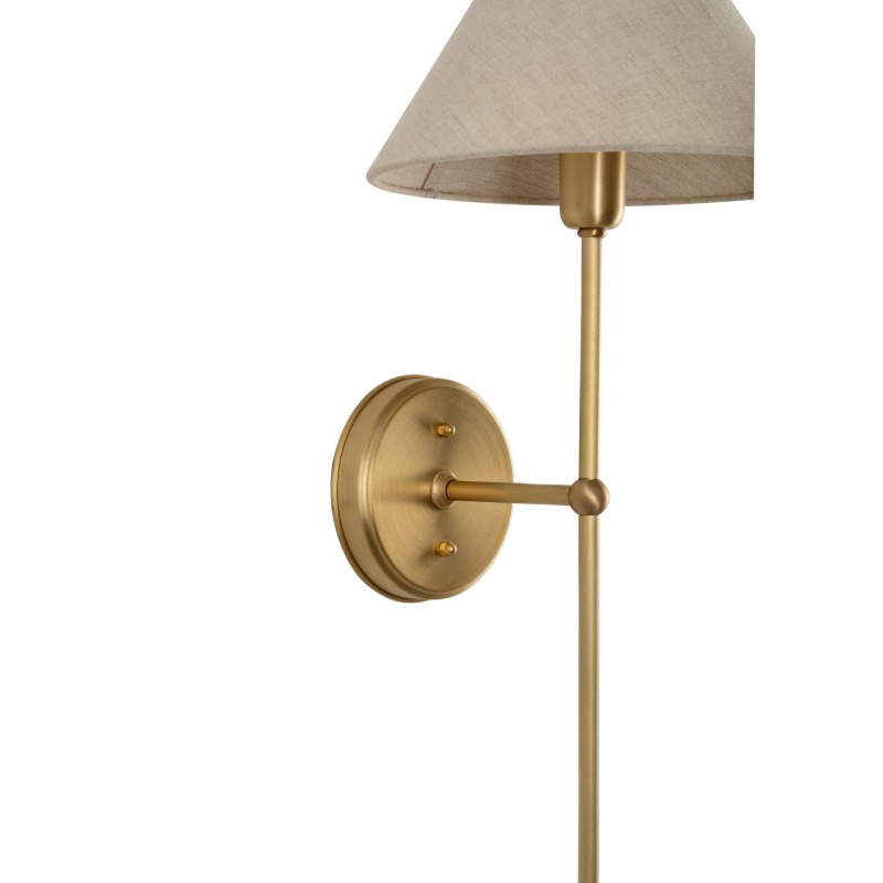Brushed Brass BASIC Wall Sconce, wide linen lampshade