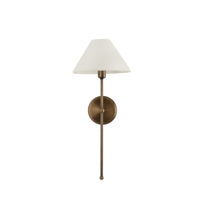 Antique Brass BASIC Wall Sconce, wide white lampshade