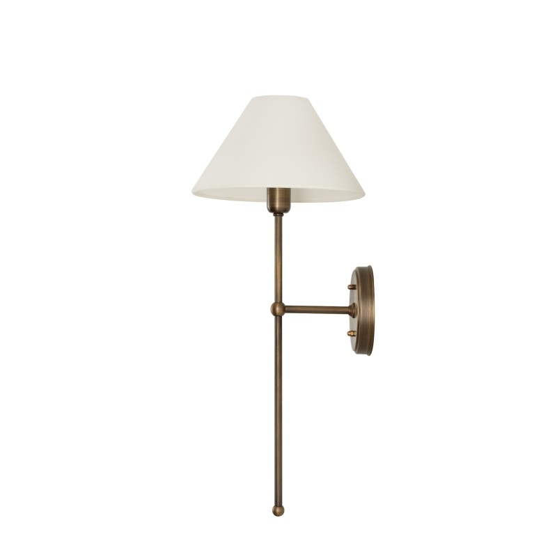 Antique Brass BASIC Wall Sconce, wide white lampshade