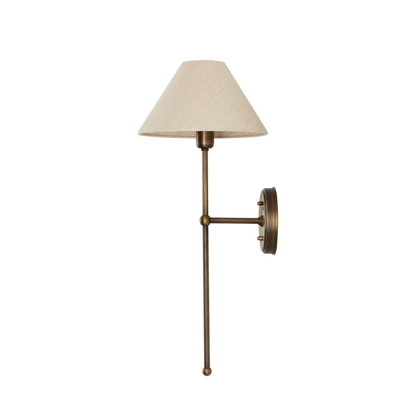 Antique Brass BASIC Wall Sconce, wide linen lampshade