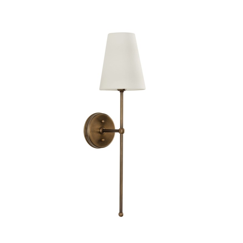 Antique Brass BASIC Wall Sconce, narrow white lampshade