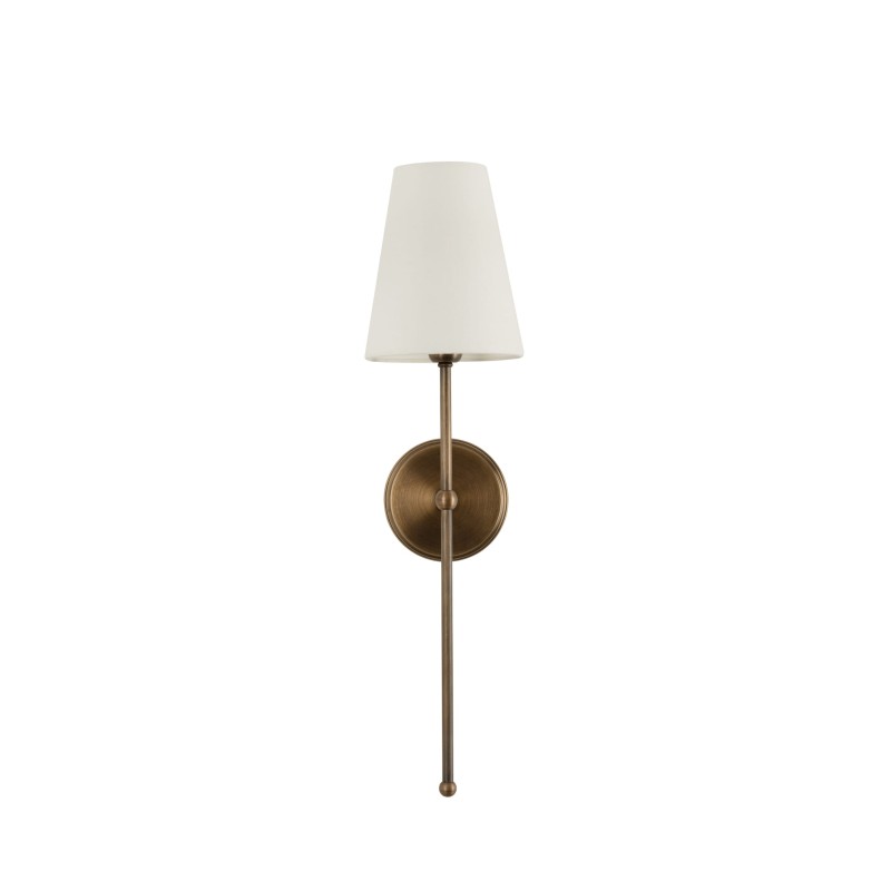 Antique Brass BASIC Wall Sconce, narrow white lampshade