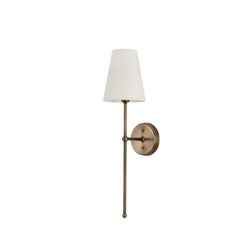 Antique Brass BASIC Wall Sconce, narrow white lampshade