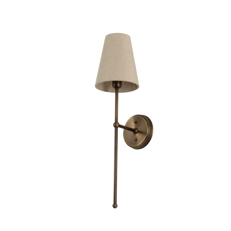 Antique Brass BASIC Wall Sconce, narrow linen lampshade