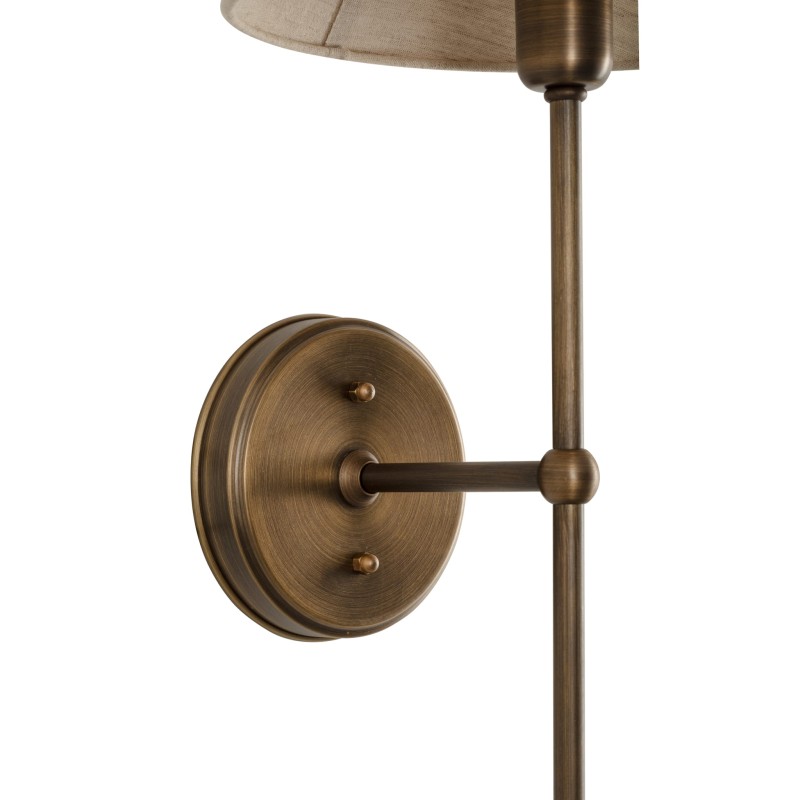 Antique Brass BASIC Wall Sconce, narrow linen lampshade