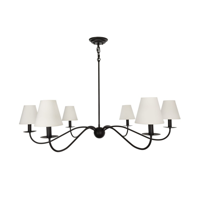 Elegant 100 Black Chandelier – white lampshades