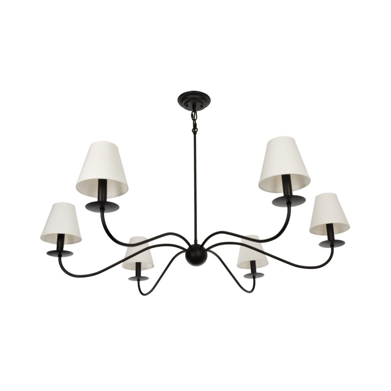 Elegant 100 Black Chandelier – white lampshades