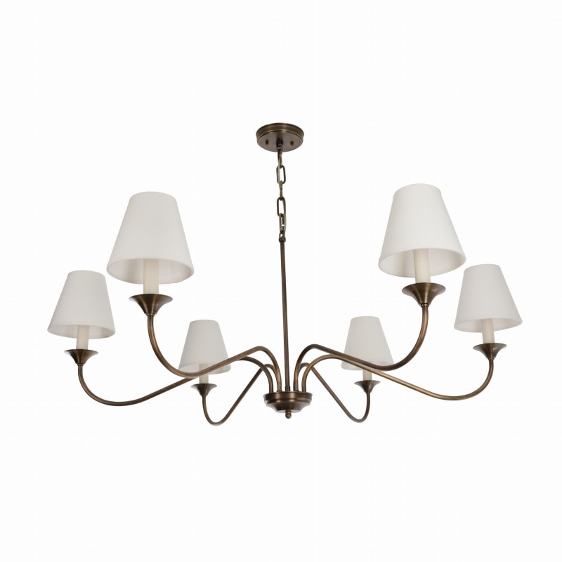 Aurelia brass chandelier with white lampshades