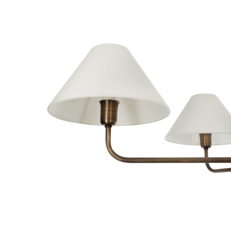 Antique Brass CLASSY PLUS Chandelier, wide white lampshade