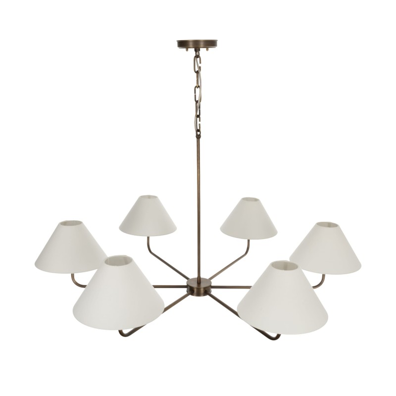 Antique Brass CLASSY PLUS Chandelier, wide white lampshade