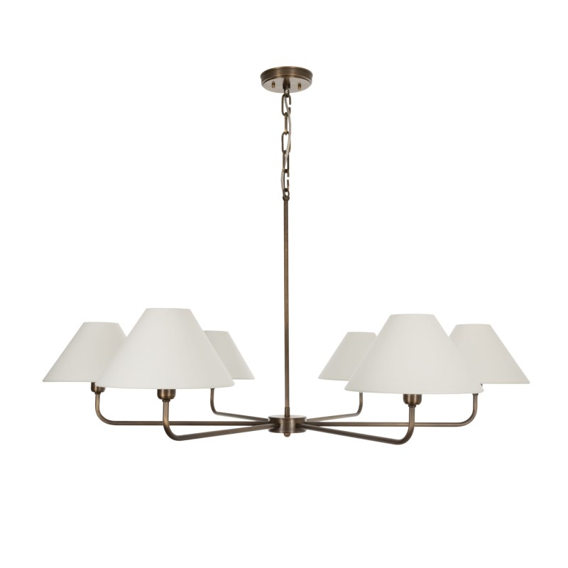Antique Brass CLASSY PLUS Chandelier, wide white lampshade
