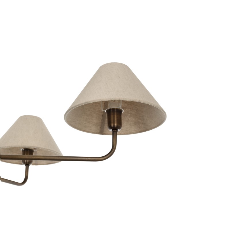 Antique Brass CLASSY PLUS Chandelier, wide linen lampshade