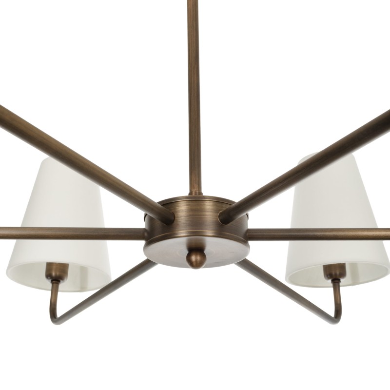Antique Brass CLASSY PLUS Chandelier, narrow white lampshade