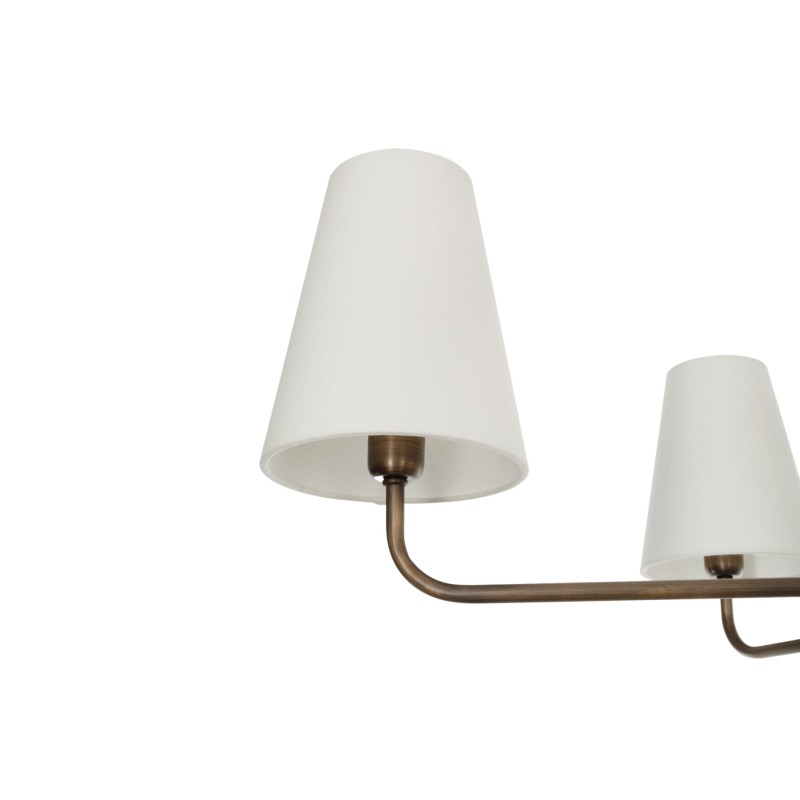 Antique Brass CLASSY PLUS Chandelier, narrow white lampshade