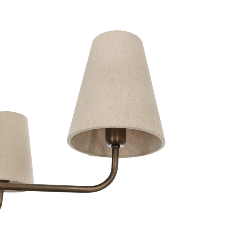 Antique Brass CLASSY PLUS Chandelier, narrow linen lampshade