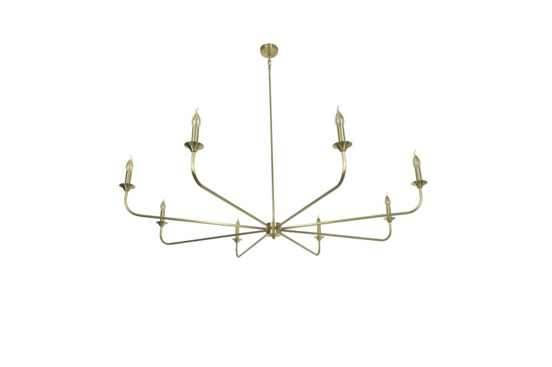 Farmhouse Brushed Brass Chandelier – No Shades Edition