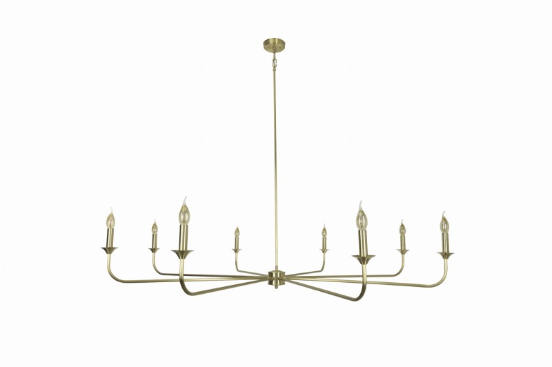 Farmhouse Brushed Brass Chandelier – No Shades Edition