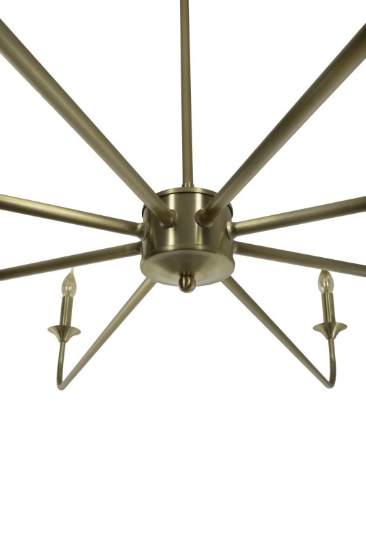 Farmhouse Brushed Brass Chandelier – No Shades Edition